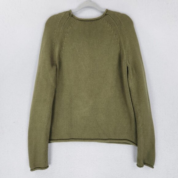 J Crew Sweater Womens Large Green Mercantile Cotton Roll Neck Knit Pullover - Picture 8 of 9